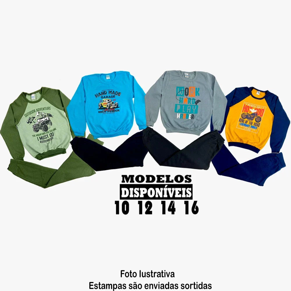 Kit de Roupas de Frio Menino - 4 Conjuntos de Moletom sem capuz