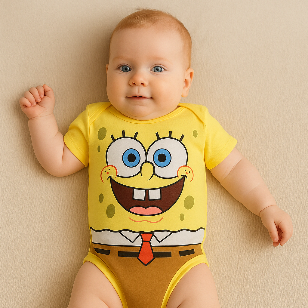 Body Bebê Bob Esponja Temático Mesversário Menino