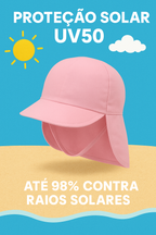 Chapéu Boné Bebê Infantil Praia Proteção Solar UV50+ Menino Menina Piscina Pescoço Nuca Sol Aba