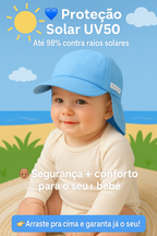 Chapéu Boné Bebê Infantil Praia Proteção Solar UV50+ Menino Menina Piscina Pescoço Nuca Sol Aba