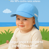Chapéu Boné Bebê Infantil Praia Proteção Solar UV50+ Menino Menina Piscina Pescoço Nuca Sol Aba