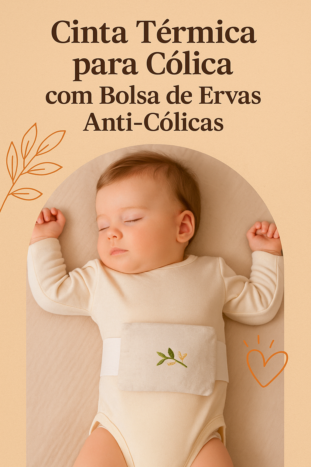 Cinta Térmica para Cólicas de Bebê com Bolsa com Ervas Anti-cólica.