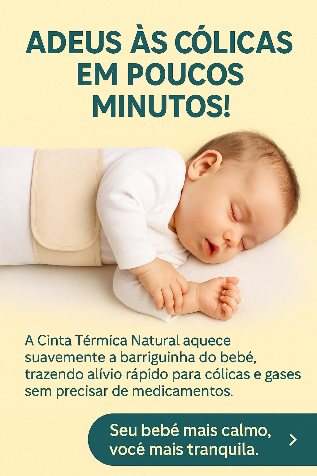 Cinta de Cólica para Bebês - Térmica Natural para Alívio de Cólicas, Gases e Desconfortos