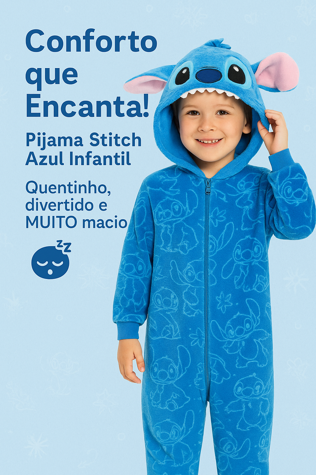 Pijama do Stitch Azul -  Macio e Confortável