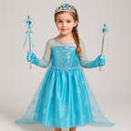 Fantasia Vestido Infantil Elsa Frozen Com Capa E Acessórios para Meninas