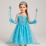 Fantasia Vestido Infantil Elsa Frozen Com Capa E Acessórios para Meninas