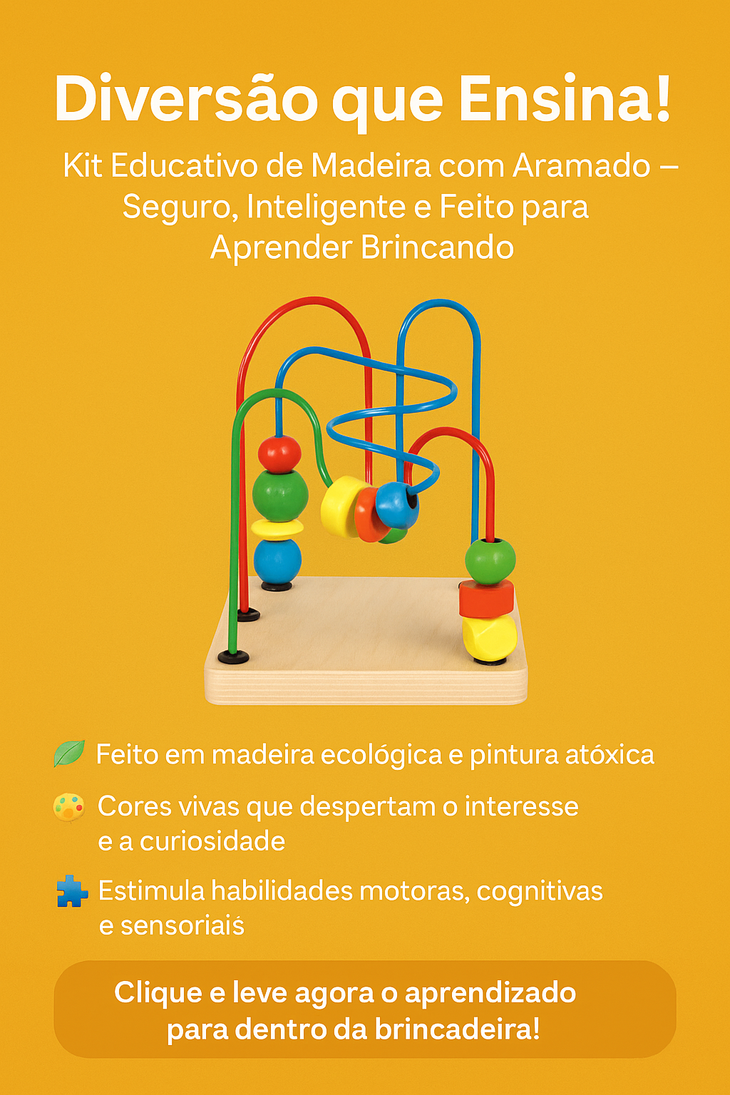 Kit Brinquedo Pedagógico Educativo Em Madeira Aramado G + Prancha Seleção + Xilofone + Cubo De Encaixe