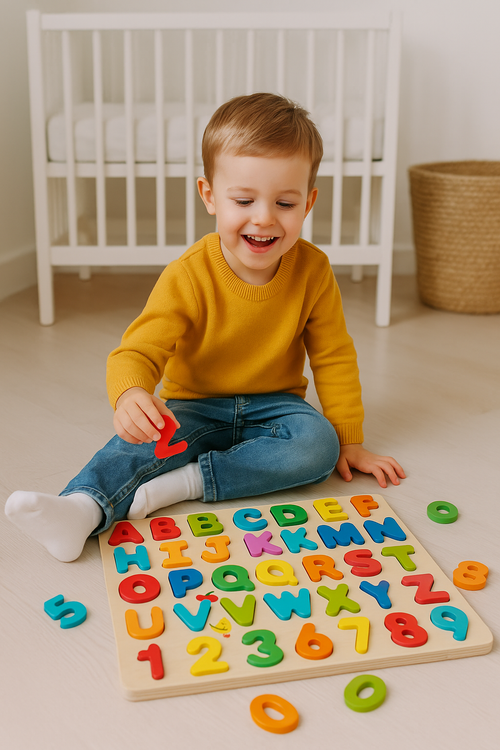 Alfabeto Gigante Encaixe Números, Letras Ilustrado em MDF 2X1