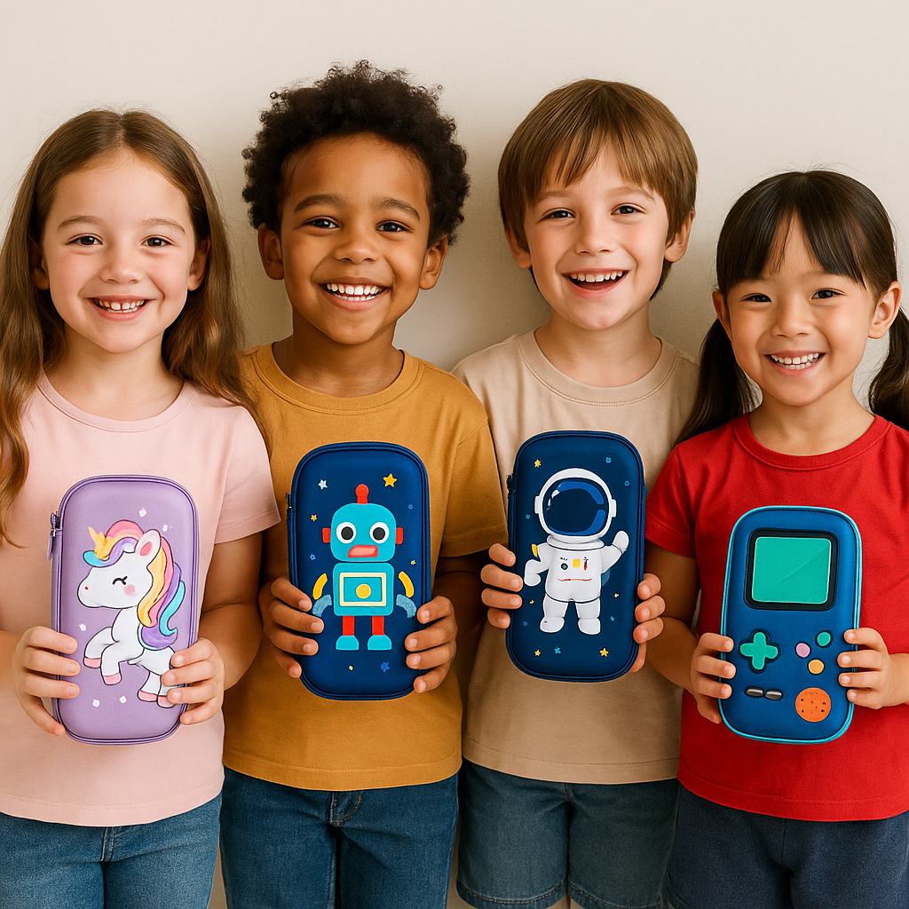 Estojo De Lápis Infantil Com Desenho temáticos para Meninos e Meninas 3D Escolar Multiuso