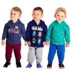 Kit 4 Peças Conjunto Moletom Infantil Menino Inverno 1 ao 16 Com Capuz e Zíper Pronta Entrega