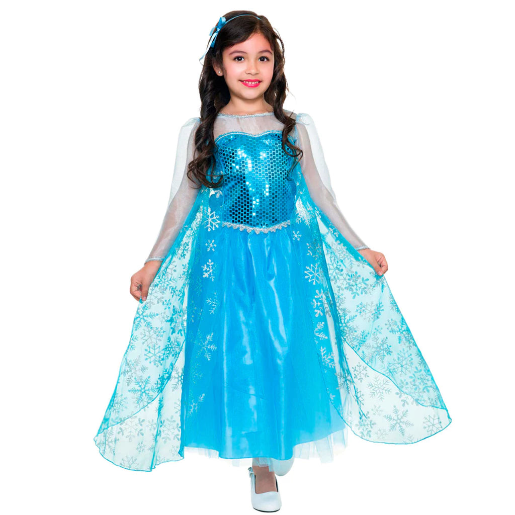Fantasia Vestido Infantil Elsa Frozen Com Capa E Acessórios para Meninas