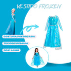 Fantasia Vestido Infantil Elsa Frozen Com Capa E Acessórios para Meninas