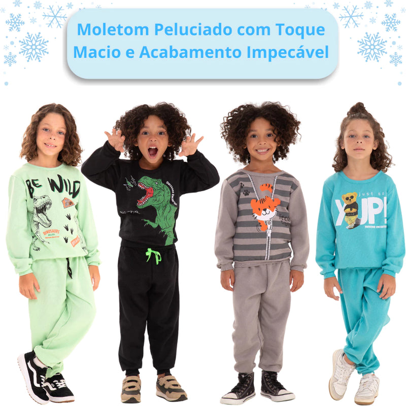 Kit Sortido 6 Peças de Roupas Masculino Infantil Inverno – 3 blusas casacos + 3 calças de 6 meses a 7 anos – Kit 3 Conjuntos