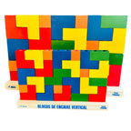 Blocos Verticais Tetris Toy Trade - 25 Peças de Madeira Coloridas Jogo de Encaixe Educativo Infantil