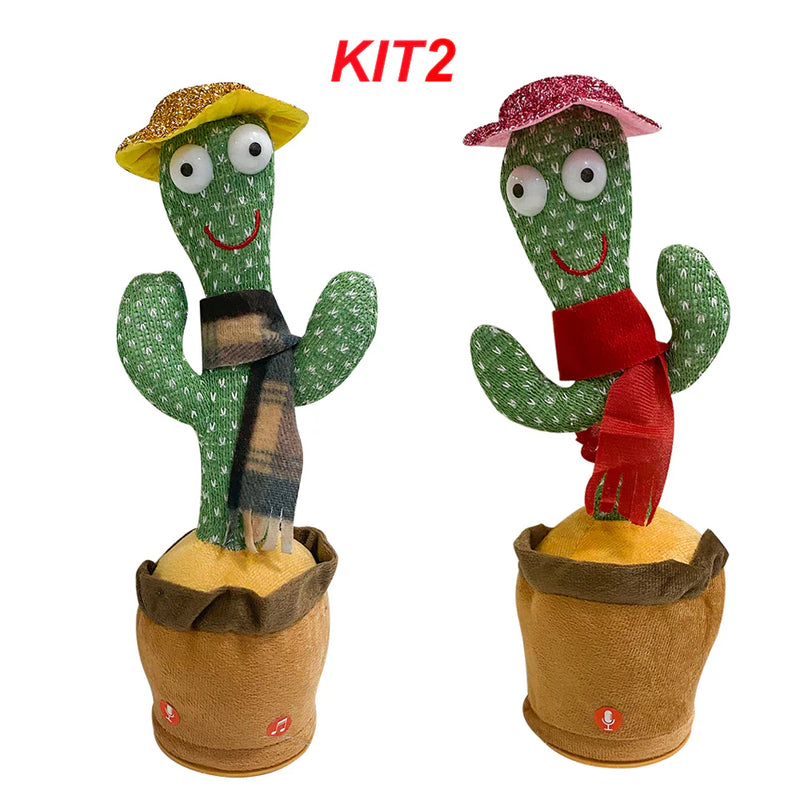 KIT1/KIT2 Cacto Dançante Falante Interativo com Som Musicas Repete Música, Dança, Luzes