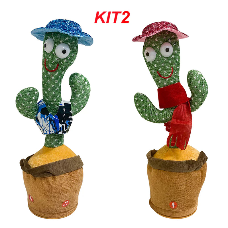 KIT1/KIT2 Cacto Dançante Falante Interativo com Som Musicas Repete Música, Dança, Luzes