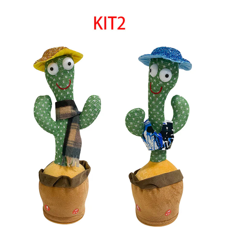 KIT1/KIT2 Cacto Dançante Falante Interativo com Som Musicas Repete Música, Dança, Luzes