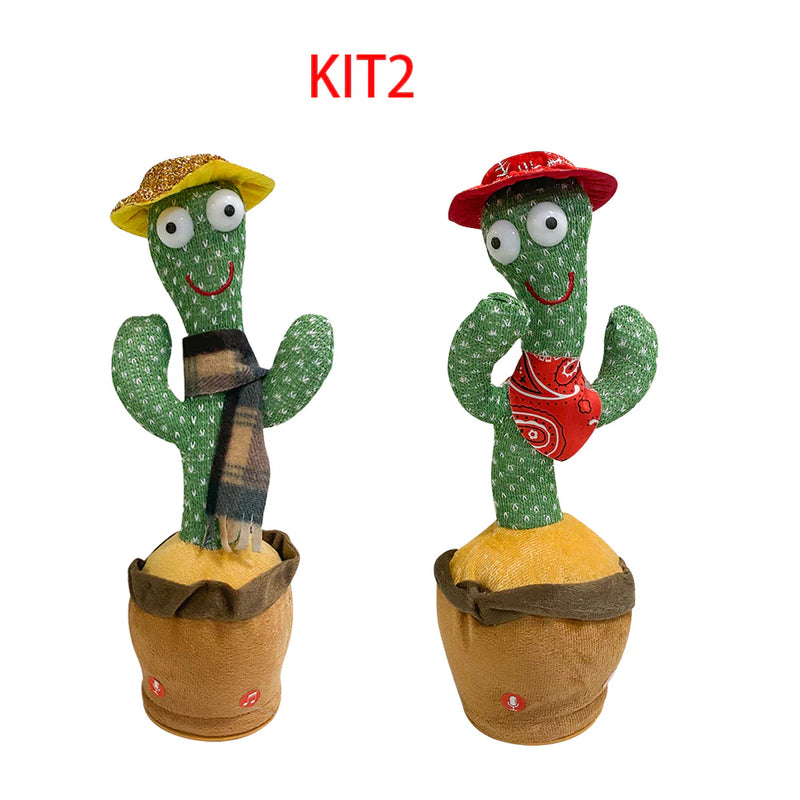 KIT1/KIT2 Cacto Dançante Falante Interativo com Som Musicas Repete Música, Dança, Luzes