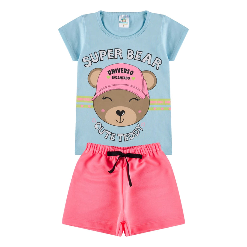 Kit Sortido 10 Peças de Roupas Infantil Menina - 5 Camisetas + 5 Bermudas - Kit com 5 Conjuntos de Roupa Infantil Menina Verão Feminino