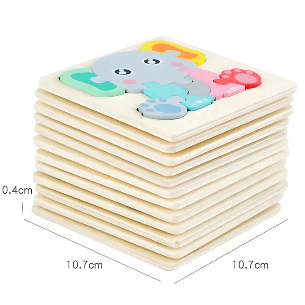 Kit 12 Quebra Cabeça Infantil de Madeira Tridimensional 3D Pedagógico ou 6 Unidades