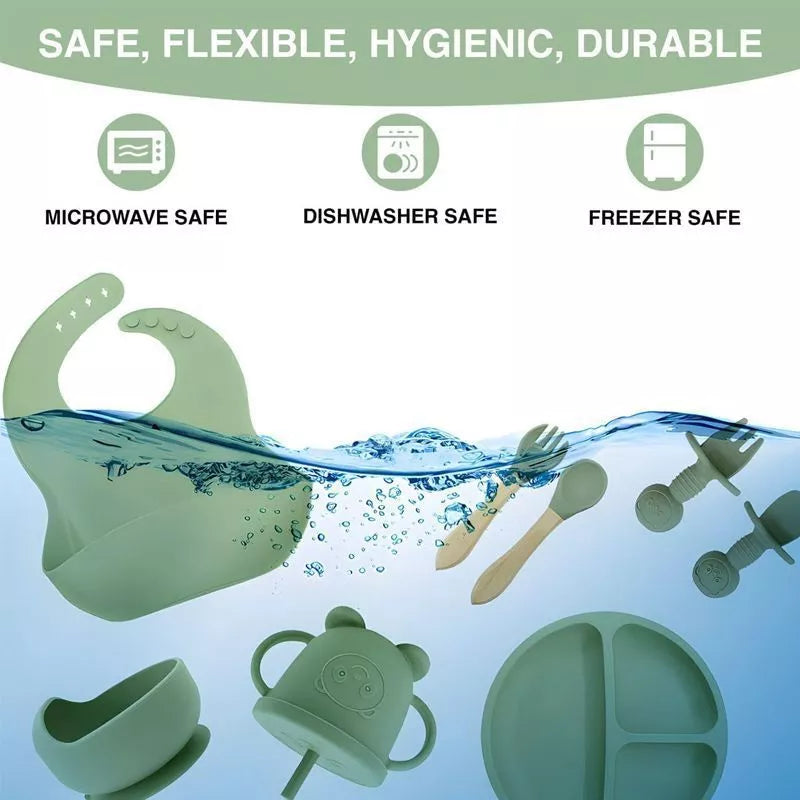 Kit com 8 peças de Silicone para Bebê com Ventosa