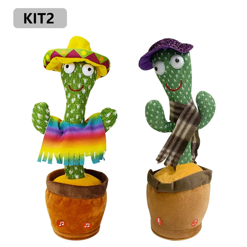 KIT1/KIT2 Cacto Dançante Falante Interativo com Som Musicas Repete Música, Dança, Luzes