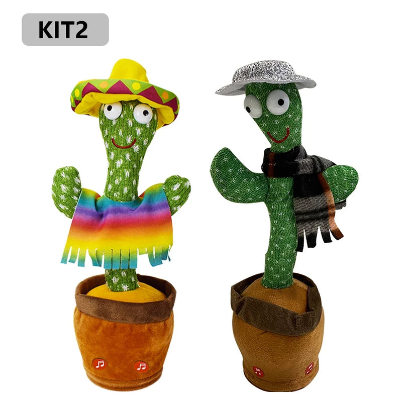KIT1/KIT2 Cacto Dançante Falante Interativo com Som Musicas Repete Música, Dança, Luzes