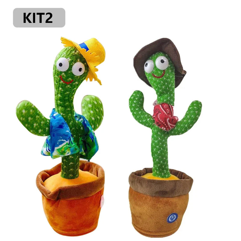 KIT1/KIT2 Cacto Dançante Falante Interativo com Som Musicas Repete Música, Dança, Luzes