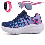 Kit Tênis Casual Meninas Escolar Básico Confortável + Óculos e Relógio