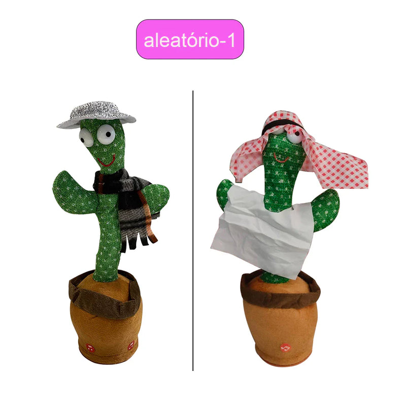 KIT1/KIT2 Cacto Dançante Falante Interativo com Som Musicas Repete Música, Dança, Luzes