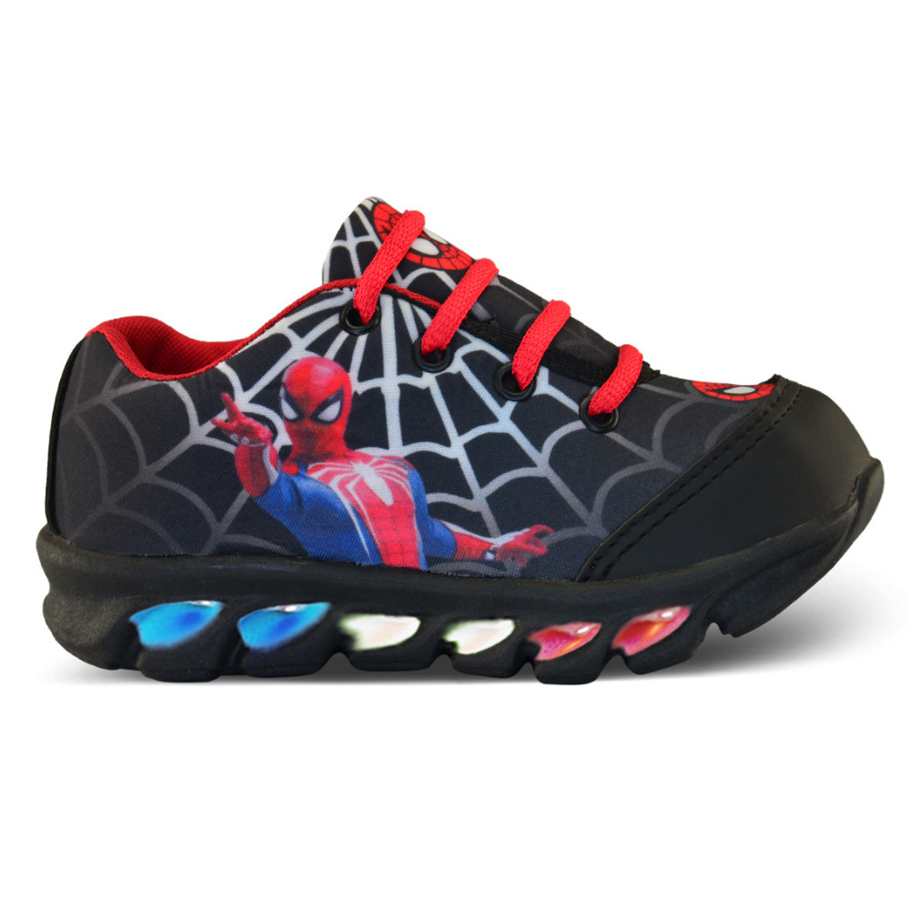 Tenis Infantil De Led Homem Aranha Masculino Meninos Com Luz